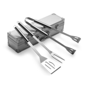 Grillset im Aluminiumgehäuse mit Logo-Druck für Ihr Marketing